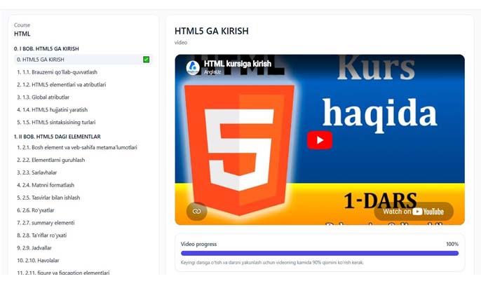 Online learning platform preview